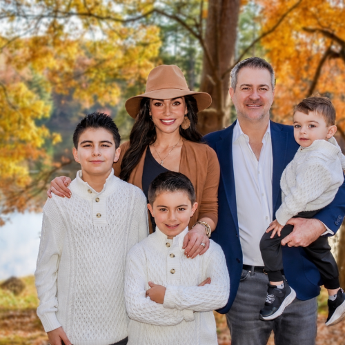 Dr. Morton with his wife Paola and their three sons at home in Big Canoe, Georgia